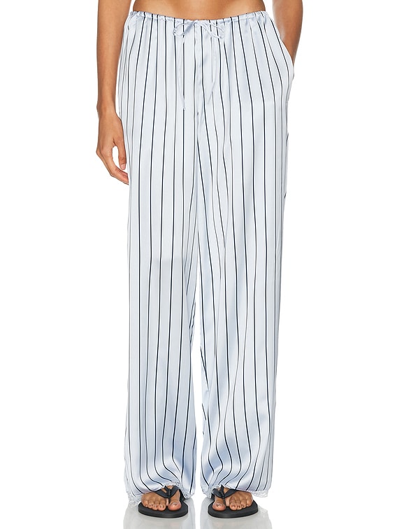 SKIMS Woven Shine Sleep Lace Pant in Periwinkle Wide Stripe | FWRD