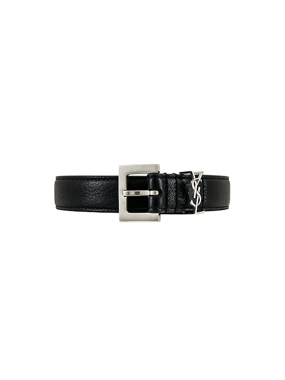 ベルト SAINT LAURENT Monogramme leather belt Saint Laurent Monogramme Belt in Noir | FWRD