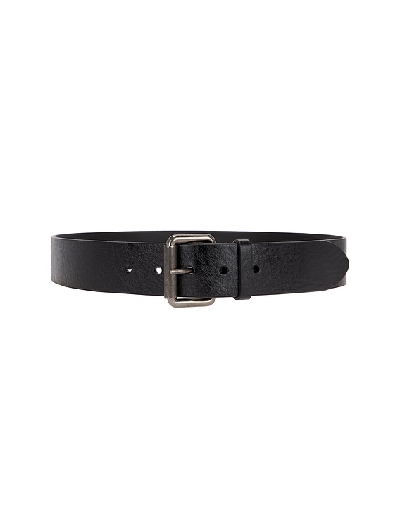 Saint Laurent Motorcycle Belt Nero Black Leather Saint Laurent Skinny Cassandre Long Belt in Nero | FWRD main image 2