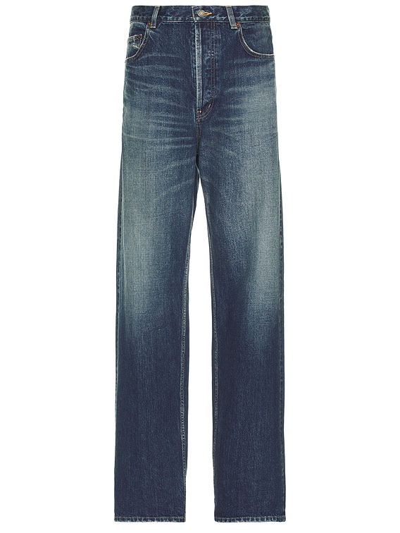Saint Laurent High Rise Wide Leg Jeans in Vintage Blue | FWRD