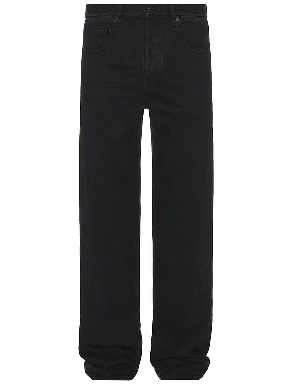 Saint Laurent Mid Straight Baggy Jeans in Plain Carbon Black