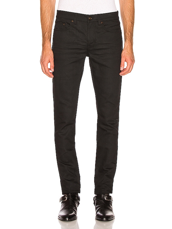 Saint Laurent Low Rise Skinny Jean in Used Black | FWRD
