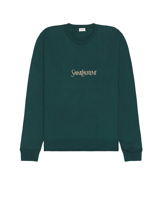 Saint Laurent Classique Old School Sweater in Vert & Naturel | FWRD