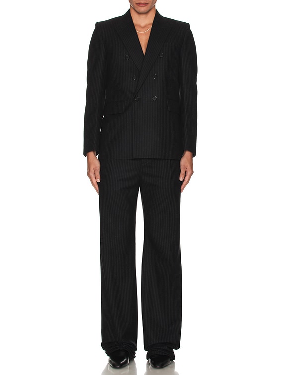 【送料&関税込】Saint Laurent Black Satin Blazer Black Double-breasted satin-trimmed lace blazer | SAINT