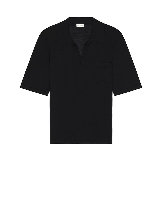 SAINT LAURENT ブラック ポロシャツ M Cassandre Polo Shirt in Piqué in Black | Saint Laurent | YSL EN-US
