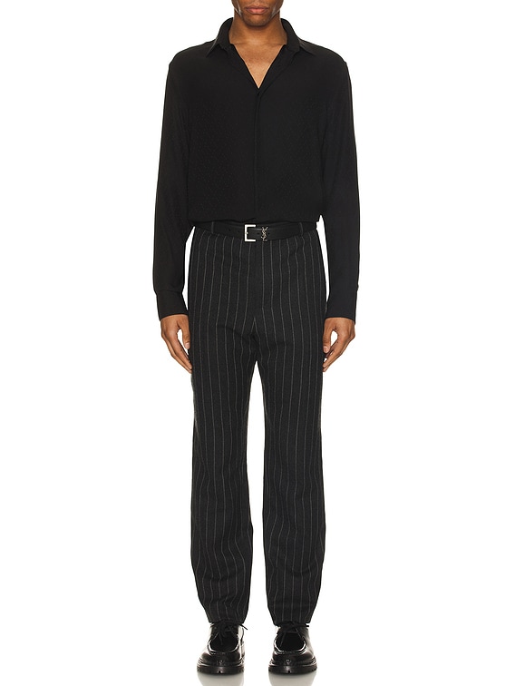 YVES SAINT LAURENT イヴサンローラン　chemisiers Saint Laurent Chemise Col Yves in Noir | FWRD