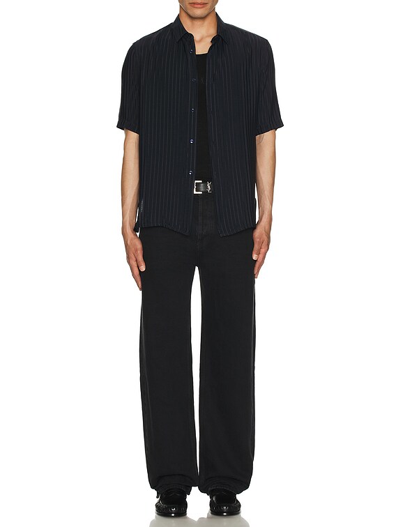 Saint Laurent Short Sleeve Shirt in Bleu Nuit | FWRD