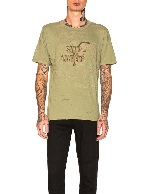 saint laurent green t shirt