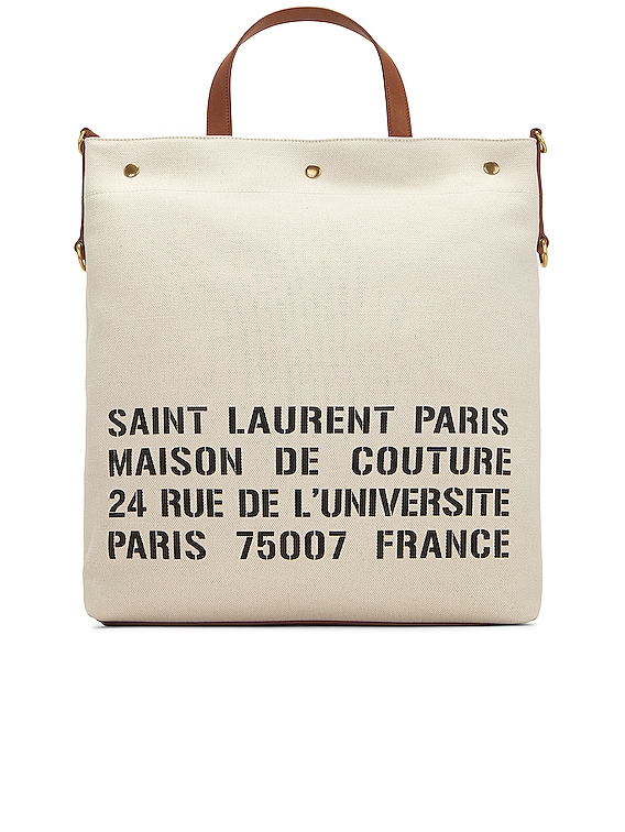 Saint Laurent Black North/south Tote Bag In Canvas for Men