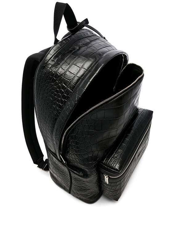 Saint Laurent City Backpack in Black Croc | FWRD Saint Laurent City Backpack in Black Croc | FWRD