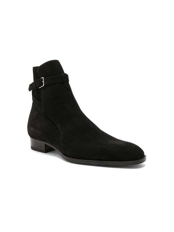 saint laurent black suede boots