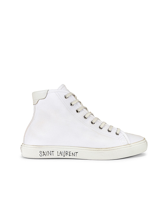 Saint Laurent Malibu Mid Top Sneaker in Blanc Optique | FWRD