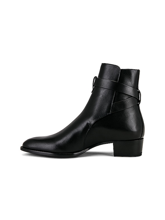 Saint Laurent Wyatt Jodphur Western Buckle Boot in Noir | FWRD