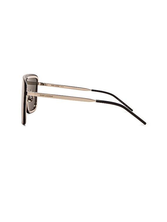 Saint Laurent Mask Ace Shield Sunglasses in Shiny Black | FWRD display picture 1