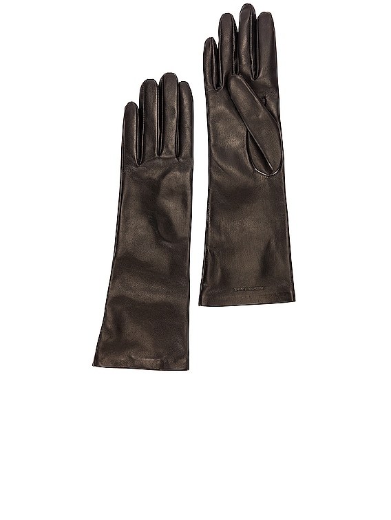 手袋 Saint Laurent SS24 Black leather gloves (7928033YP86 1000) LONG GLOVES IN LEATHER AND SILK | Saint Laurent | YSL US