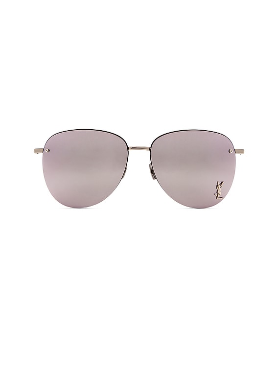 SAINT LAURENT サングラス SL 328/K M 005 シルバー Saint Laurent SL 328/K M Sunglasses in Shiny Silver | FWRD