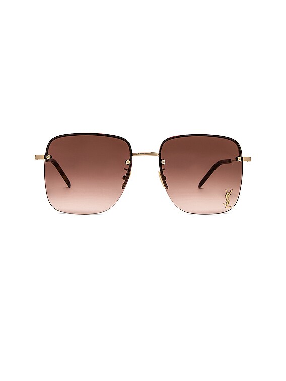 SAINT LAURENT: metal sunglasses - Gold