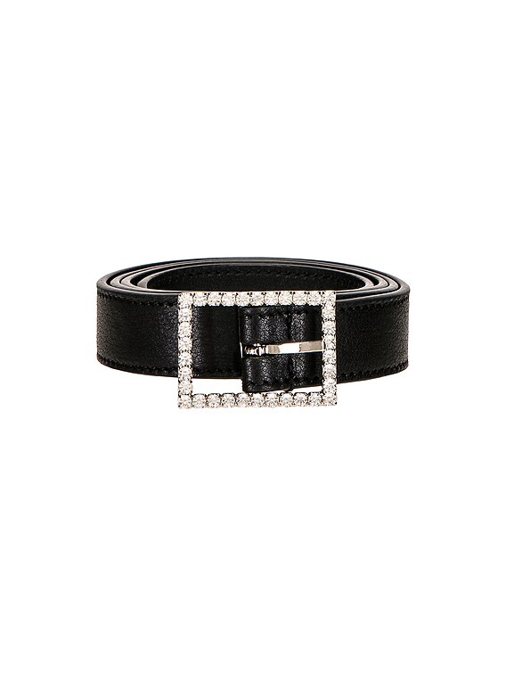 Saint Laurent Strass Belt in Nero & Crystal | FWRD