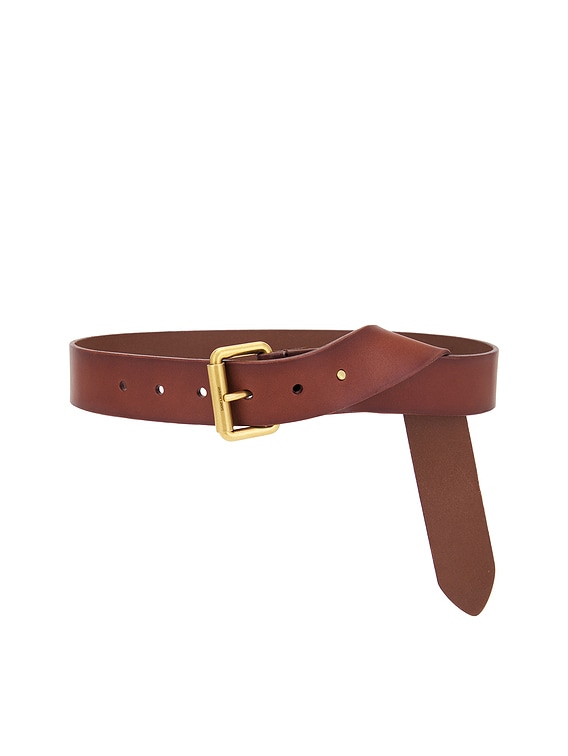 Saint Laurent Square Buckle Long Belt in Dark Brown