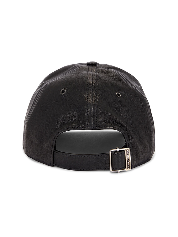 Saint Laurent Leather Cap With Small Visor in Black | FWRD