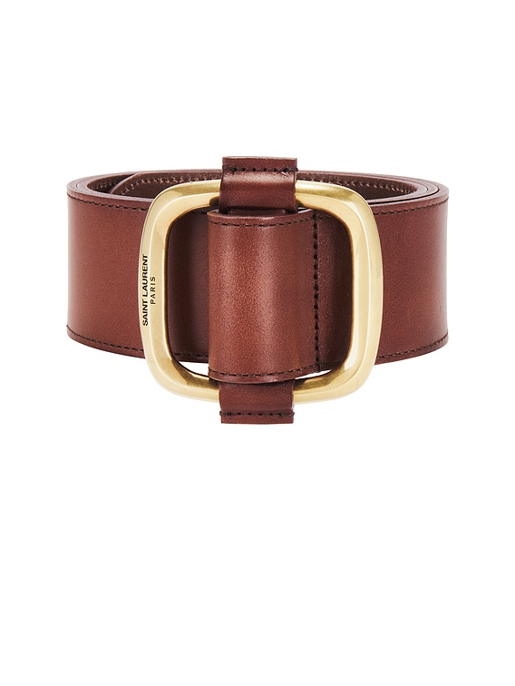 Saint Laurent Frame Buckle Belt in Dark Brown Chocolate | FWRD