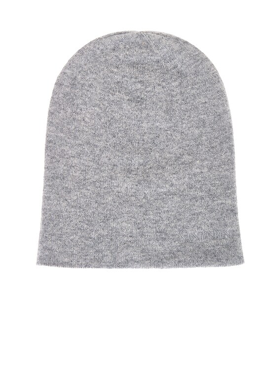 Saint Laurent Logo Beanie in Graphite | FWRD