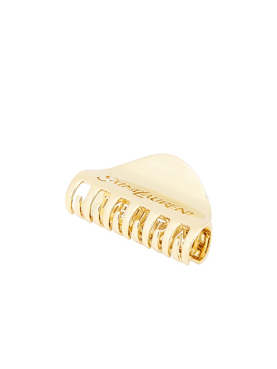 ヘアアクセサリー Saint Laurent Gold Half-Moon Claw Clip With Engraved ヘアアクセサリー Saint Laurent Gold Half-Moon Claw Clip With
