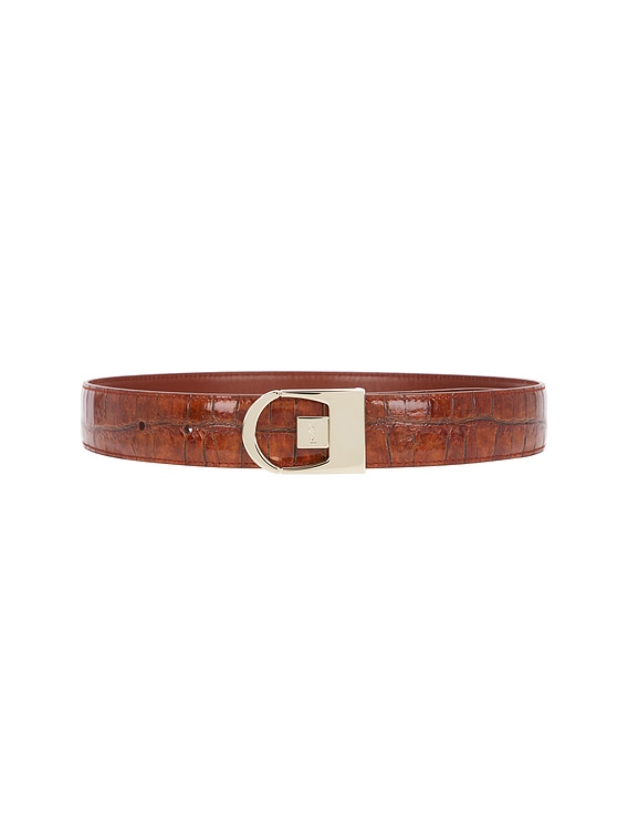 ベルト SAINT LAURENT Brown Leather Reversible Belt Saint Laurent Ceinture Reversible Belt in Vegetal Brown