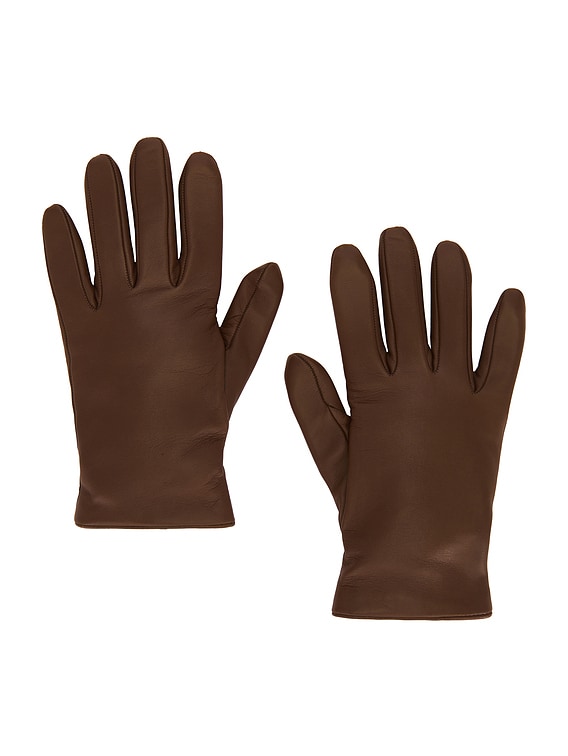 手袋 Saint Laurent GLOVE (7655003YO77 1000) CASSANDRE gloves in leather | Saint Laurent | YSL US