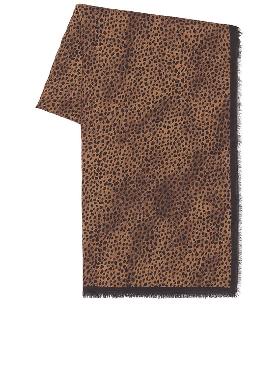 Saint Laurent Leopard Grand Carre Scarf in Beige & Black | FWRD