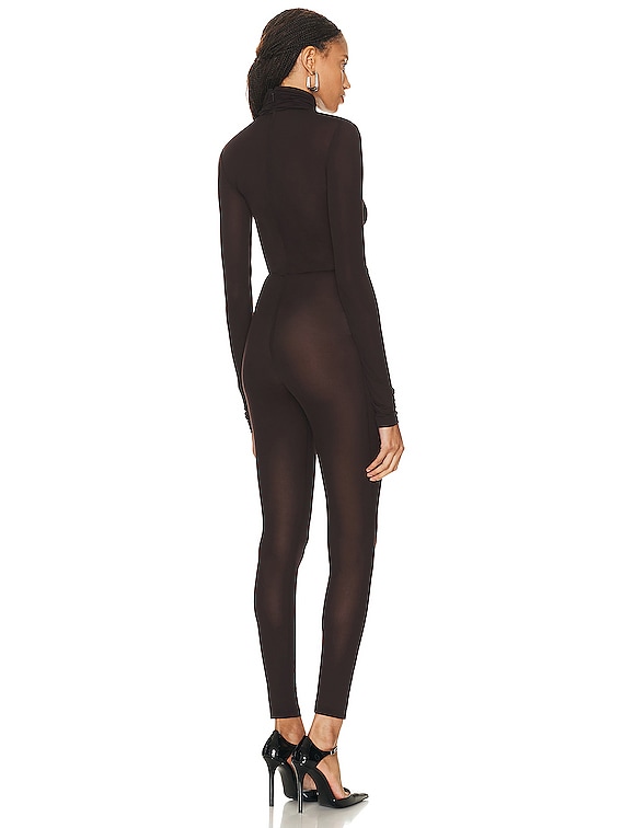 Saint Laurent Turtleneck Jumpsuit in Chocolate | FWRD