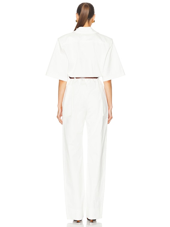 Saint Laurent Short Sleeve Jumpsuit in Blanc | FWRD