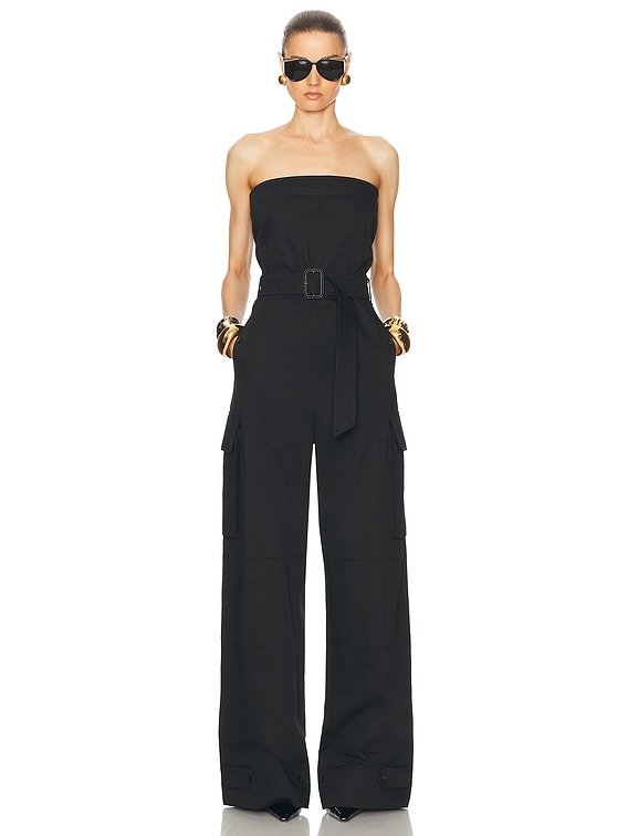 Saint Laurent Strapless Jumpsuit in Noir | FWRD