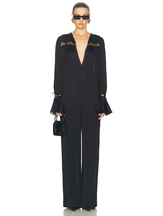 スーツ Saint Laurent JUMP SUITS (684827Y5E47 1000) Silk jumpsuit in black - Saint Laurent | Mytheresa