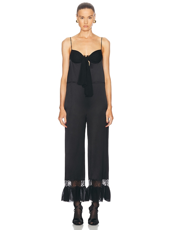 Saint Laurent Flare Leg Jumpsuit in Noir | FWRD