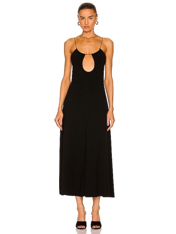 Saint Laurent Keyhole Dress in Noir | FWRD