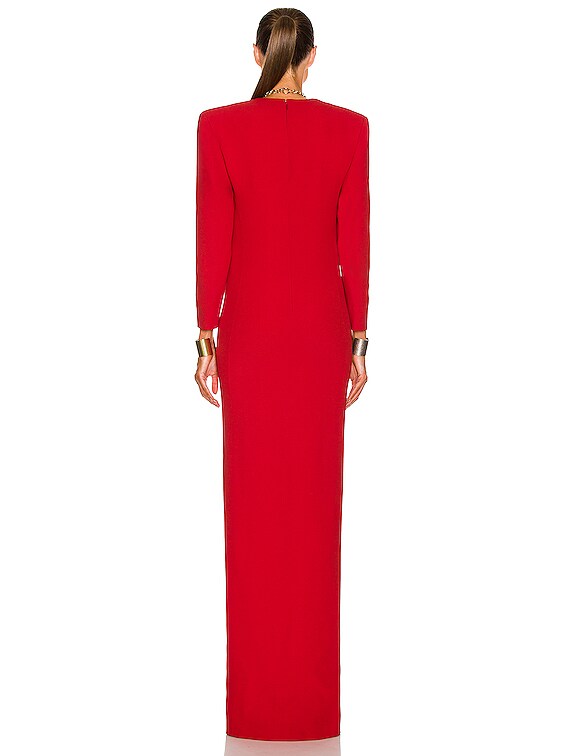 Saint Laurent Crepe Maxi Dress - Red - ShopStyle