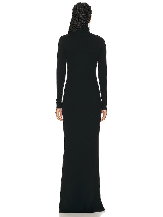 Saint Laurent Long Sleeve Turtleneck Gown in Noir | FWRD