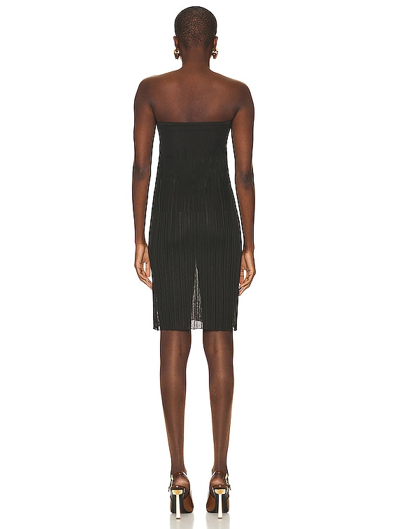 Saint Laurent Sheer Strapless Dress in Ebene | FWRD