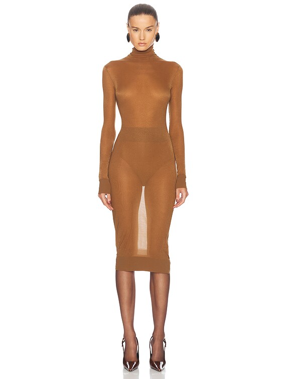 knee length dresses for ladies Tan Wide Ribbed Maxi Dress – BLANK main image 1