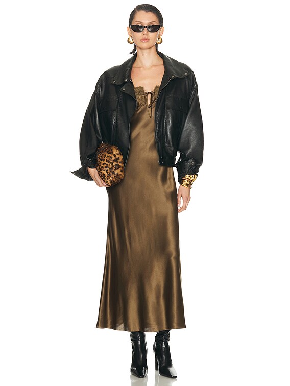 Saint Laurent Slip Dress in Kaki
