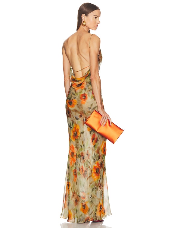 orange slip under dress ANA SILK SLIP DRESS XS / SAFFRON