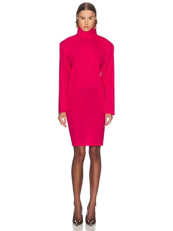 Saint Laurent Long Sleeve Dress in Magenta | FWRD