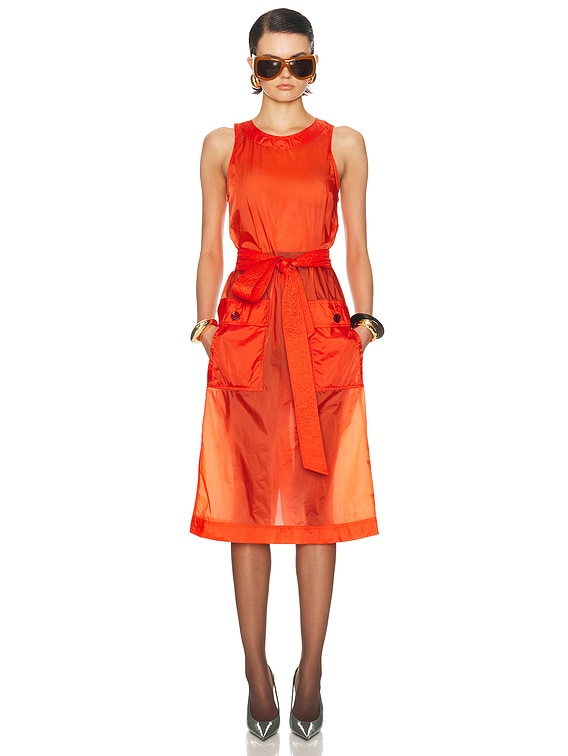 saint laurent orange dress saharienne dress in nylon in Brown | Saint Laurent