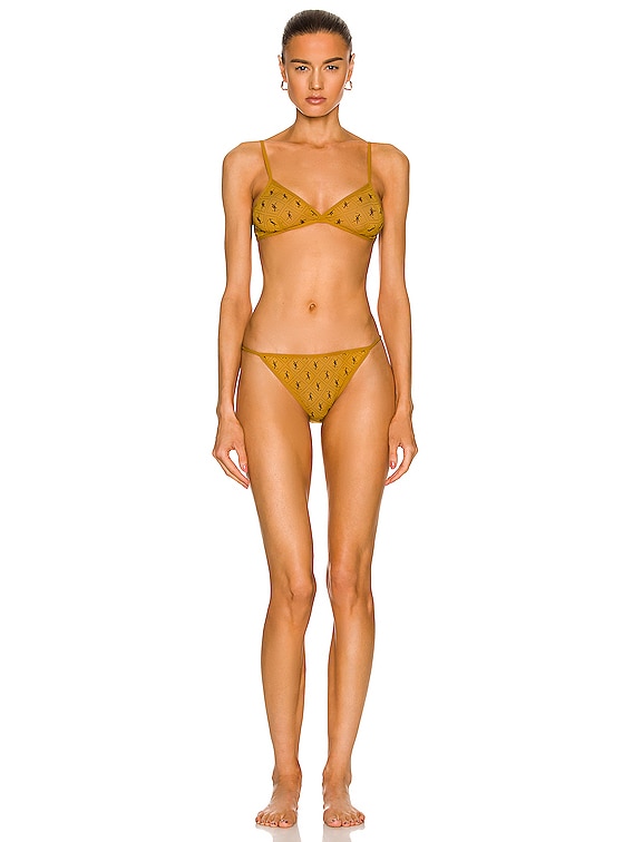 Saint Laurent All Over Logo Underwear in Jaune & Noir | FWRD