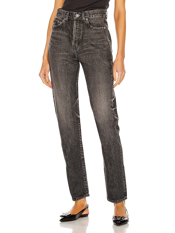 Saint Laurent Slim Fit Jean in Dirty Medium Black | FWRD Saint Laurent Slim Fit Jean in Dirty Medium Black | FWRD