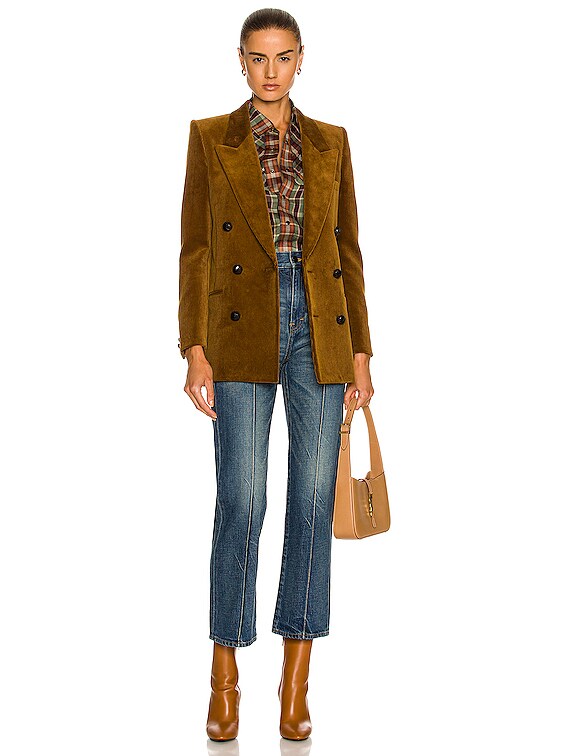 Saint Laurent Francoise Jean in Authentic Dark Dirty | FWRD Saint Laurent Francoise Jean in Authentic Dark Dirty | FWRD