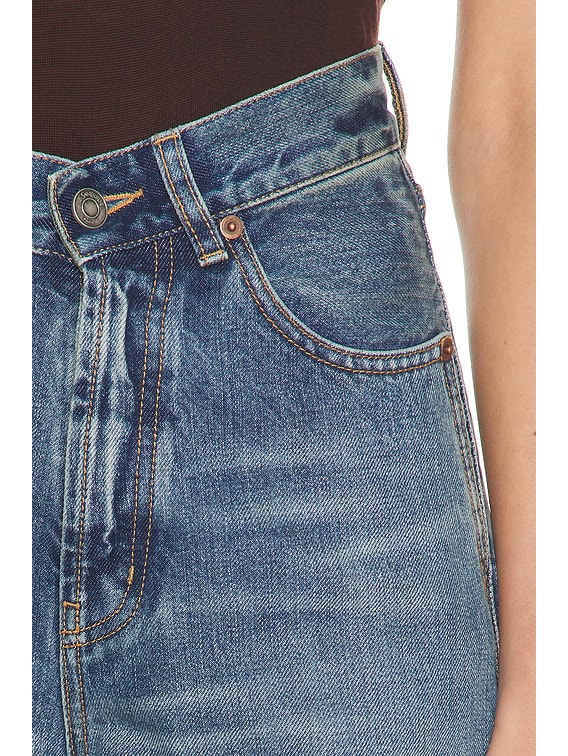 Saint Laurent V-Waist Baggy Wide Leg in 50's Blue | FWRD