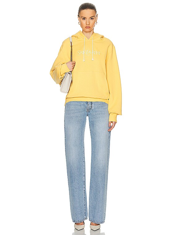 その他 Saint Laurent FW24 SWEATSHIRT WITH LOGO (807761 Y36SV2355) Saint Laurent Logo Hoodie Sweathshirt in Jaune & Naturel | FWRD