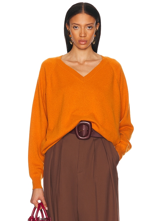 Saint Laurent V-neck Sweater in Orange | FWRD Saint Laurent V-neck Sweater in Orange | FWRD